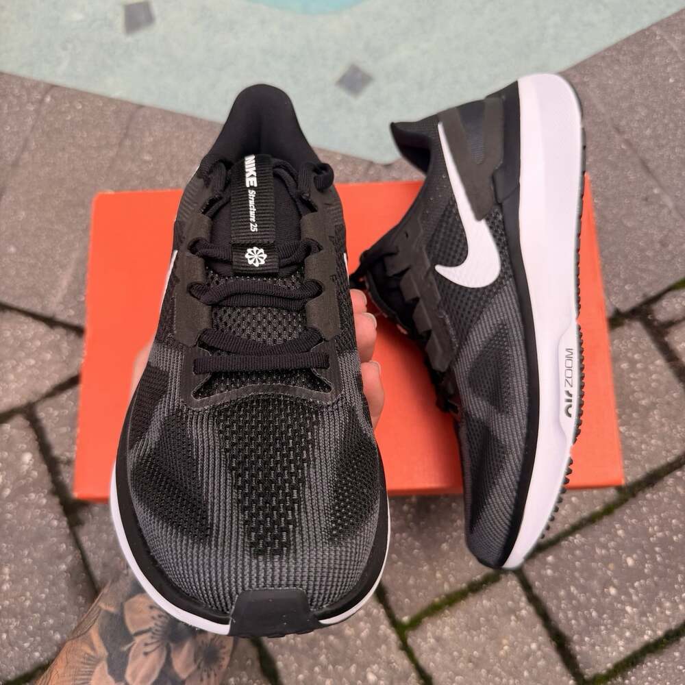 NIKE AIR ZOOM STRUCTURE 25 - WOMEN RUNNING SHOES BLACK WHITE DJ7884-001 SIZE 10W - Picture 2 of 6